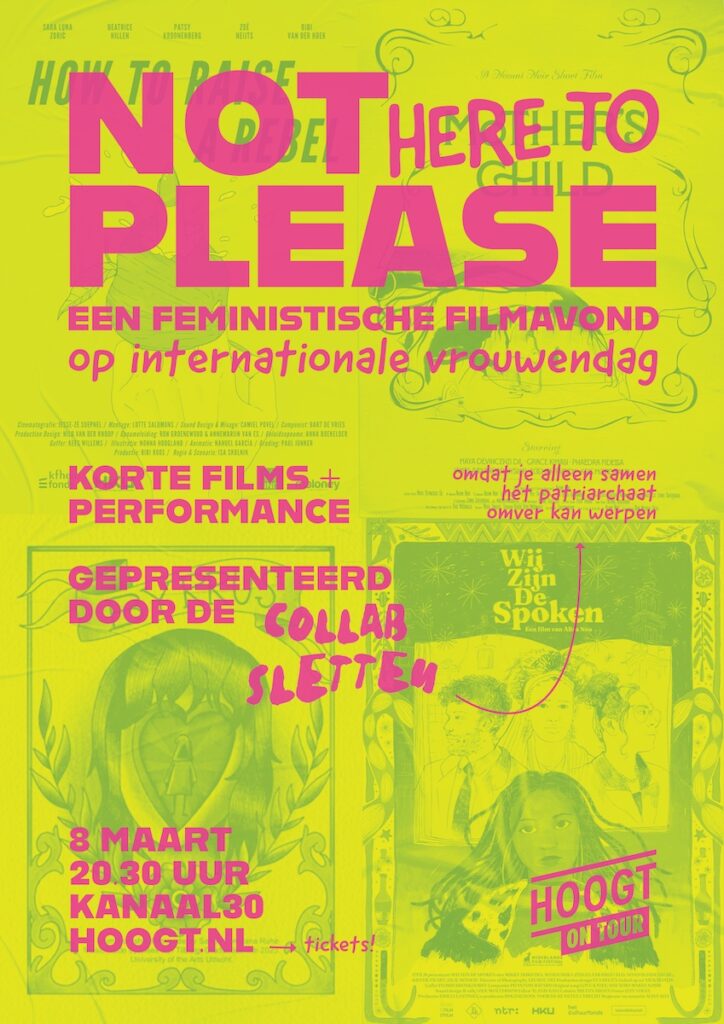 Not Here To Please feministische filmavond internationale vrouwendag Kanaal30 Utrecht t Hoogt